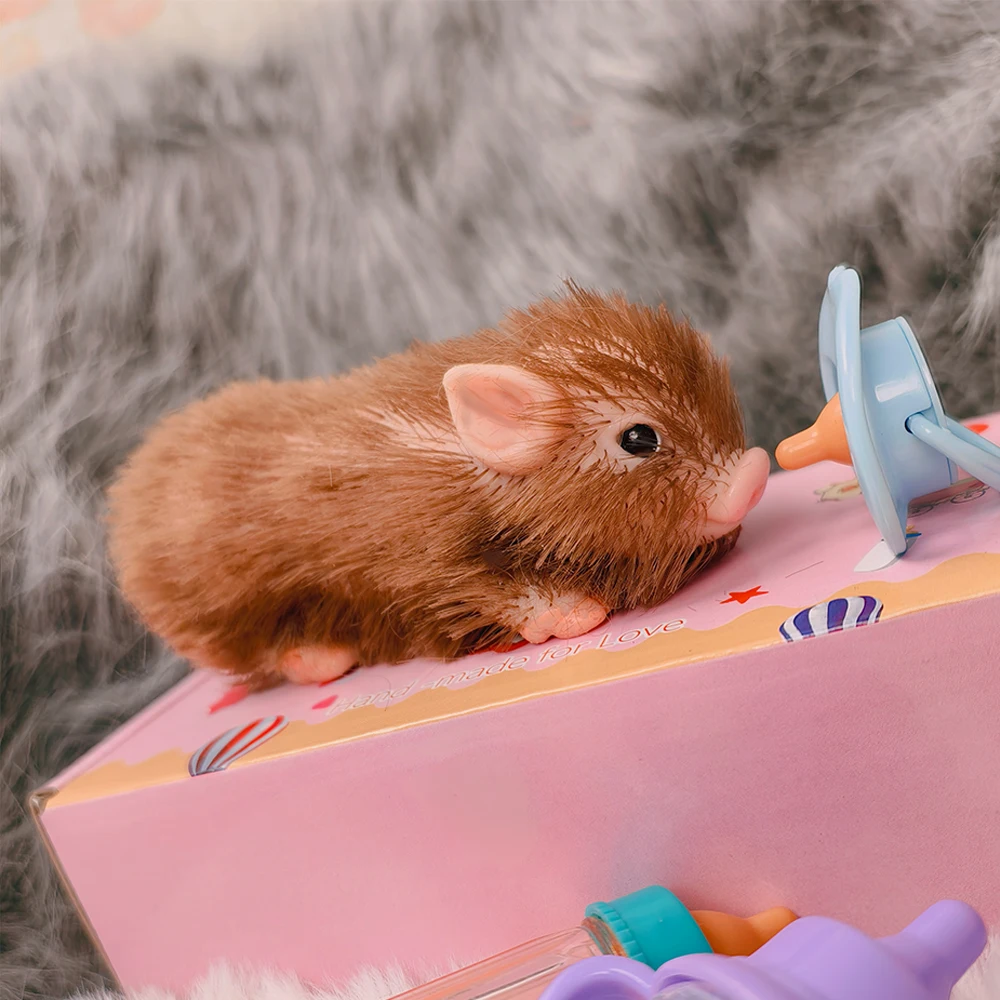 5인치 실리콘 새끼 돼지 부드럽고 귀여운 미니 사실적인 동물 액세서리 포함 생생한 리본 신생아 돼지 인형 스트레스 해소 장난감 선물