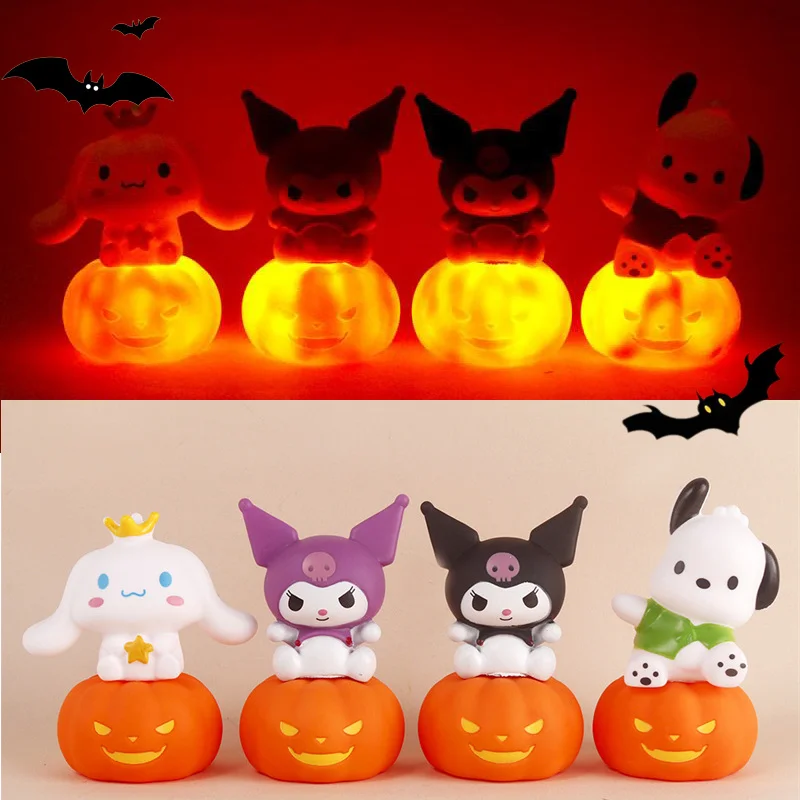 Sanrio-luz de noche de calabaza de Halloween, lámpara de mesita de noche, accesorios de fiesta temáticos, decoración del hogar, regalo de juguete, Cinnamoroll Kuromi My Melody Pochacco