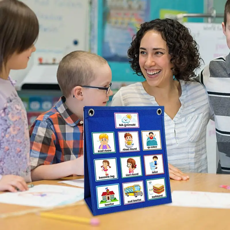 カレンダーポケットチャート子供向けのスケジュールとビジュアルチャート学習カレンダー子供行動ステッカー子供学習