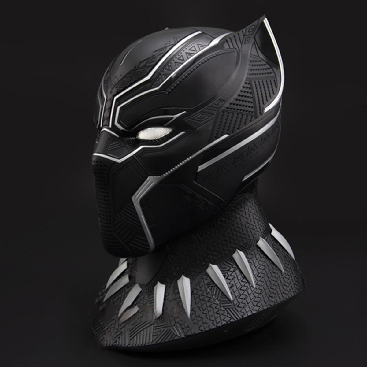 HiPlay Killerbody 1/1 Black Panther Helmet with Touch-Control Eye Lights and Bust Base Collectible and Wearable