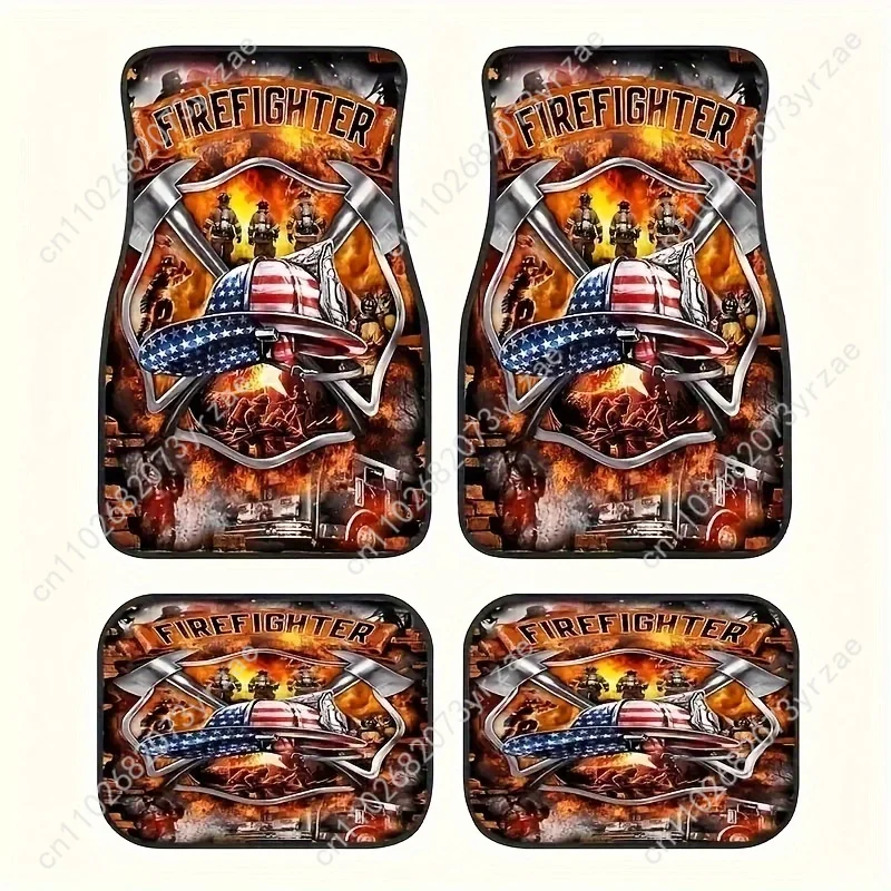 

Firefighter 4pcs Universal Car Floor Mats All-Season Fashionable Auto Interio Absorbent Non-Slip Washable Car Floor Mats