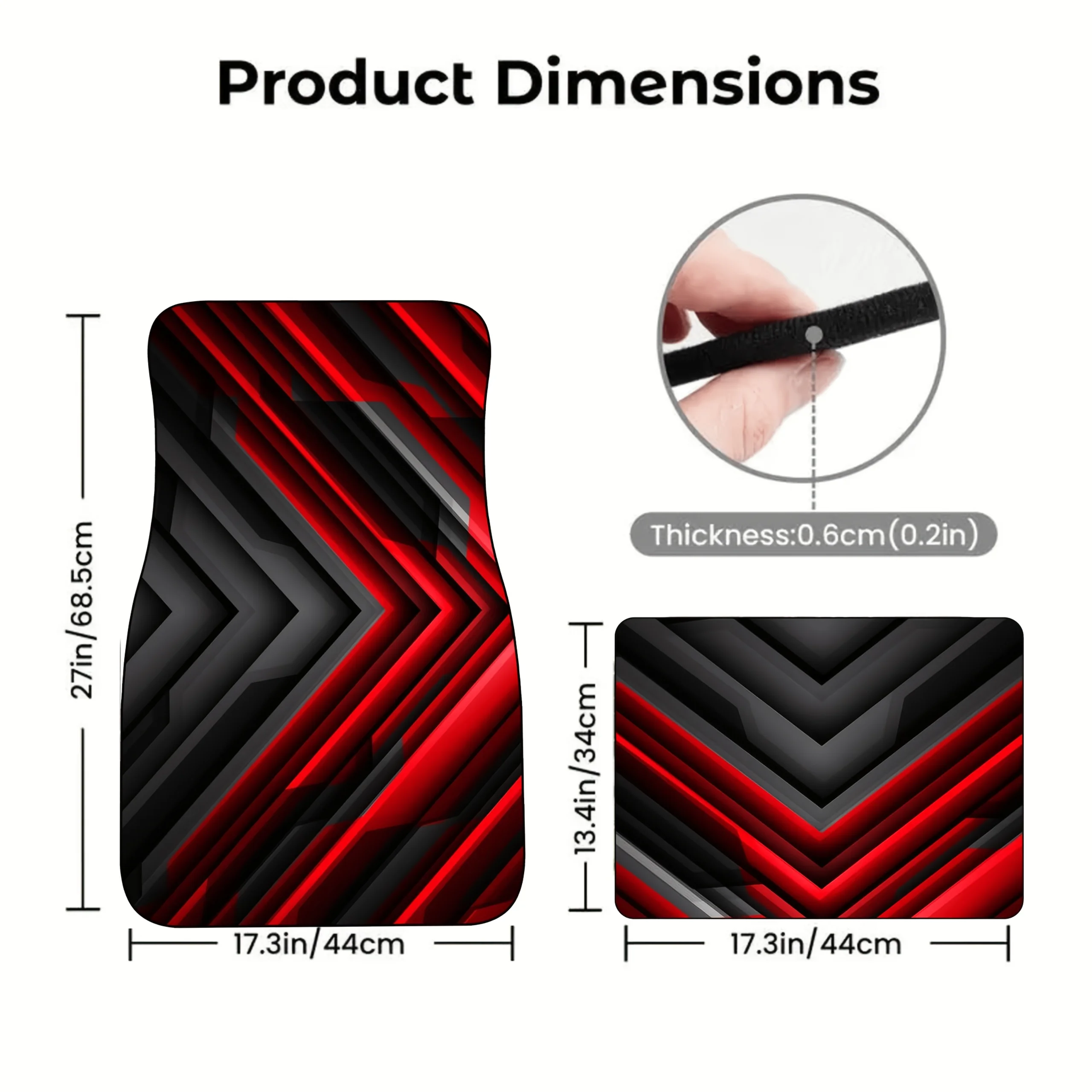 4pcs Car Foot Mats (2D Flat), Polyester Material, Dynamic Geometric Pattern With Modern Futuristic Design, Suitable For Car Inte