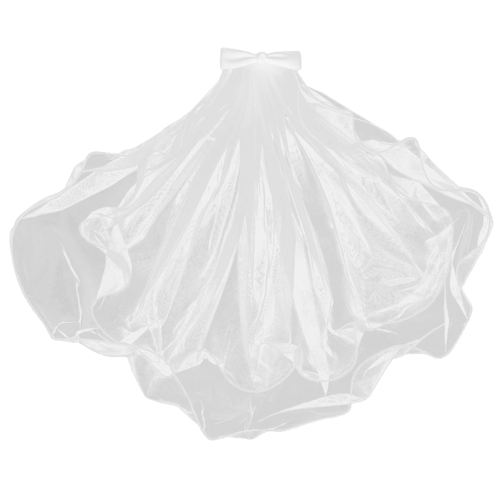 

Short Wedding Veil White Bow Curled Edge Bridal Veil Soft Comfortable for Weddings Parties Photoshoots Accessories