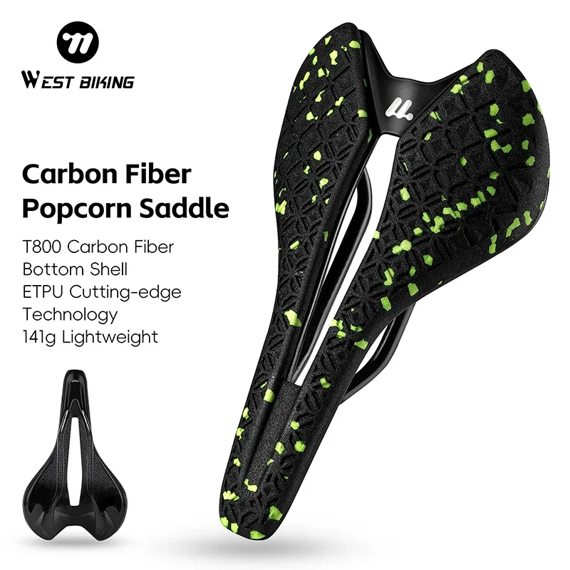 

WEST BIKING T800 Carbon Road Bike Saddle Ultralight E-TPU Foam Shock Absorbing Cycling riathlon Speed Seat Cushion Bicycle Part