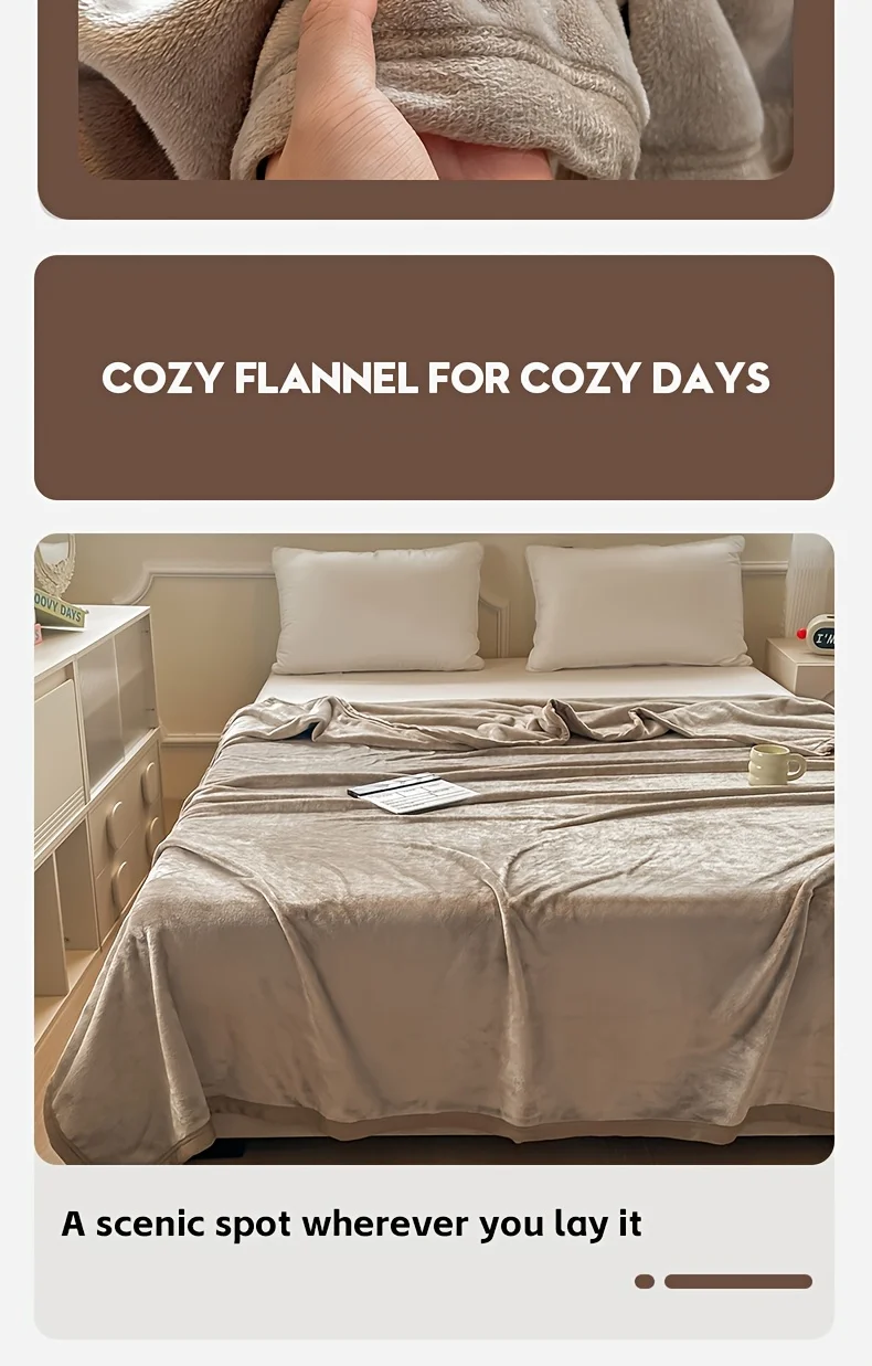 Solid Color Soft Flannel Sofa Throw Blanket Cozy Multi-Purpose Plush Blankets for Bed Travel Office Nap Single Double Bed Sheet