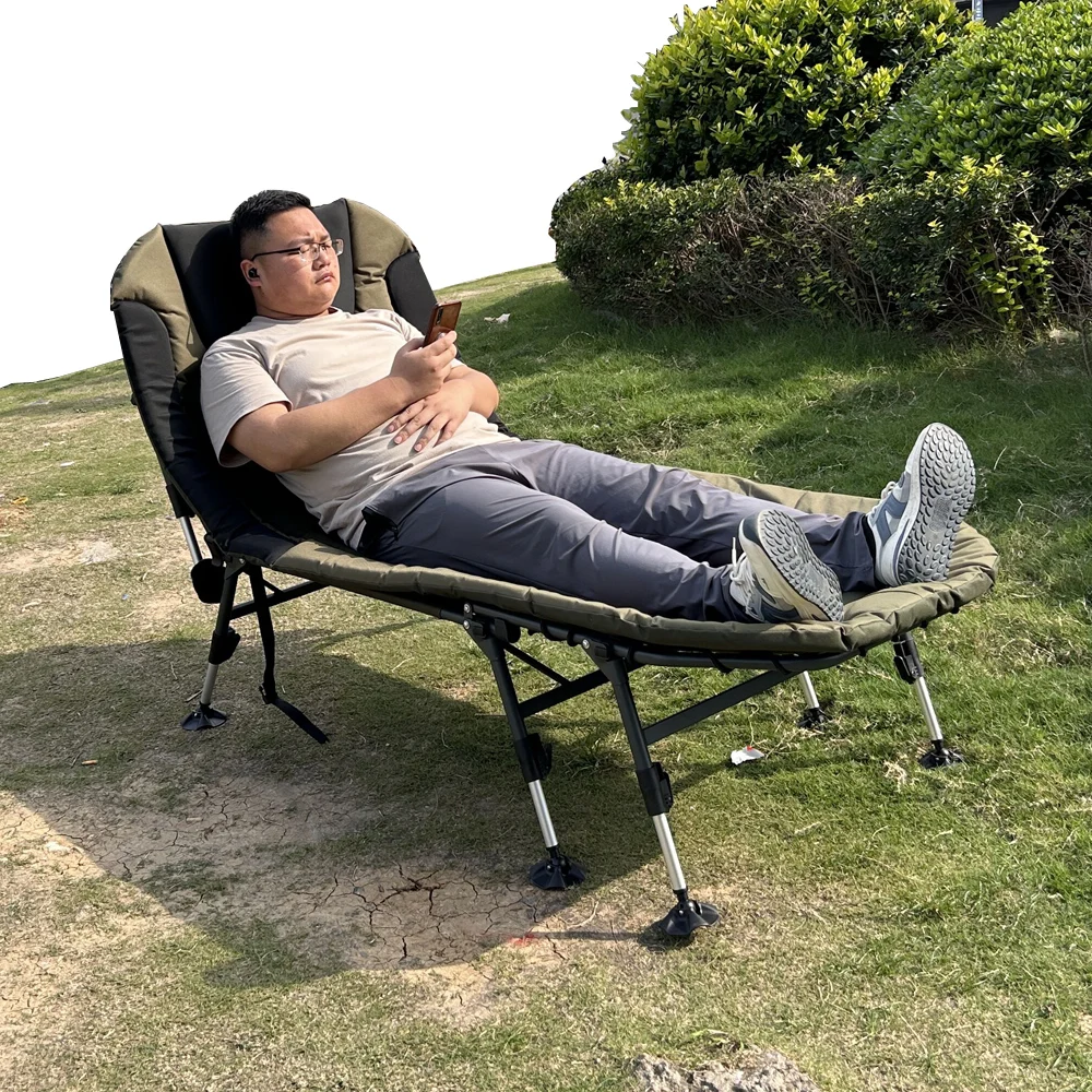 Adjustable Portable Recliner Foldable Outdoor Sun Lounger Lounge Chair Lunch Break Folding Bed Office Breathable Comfort Bed