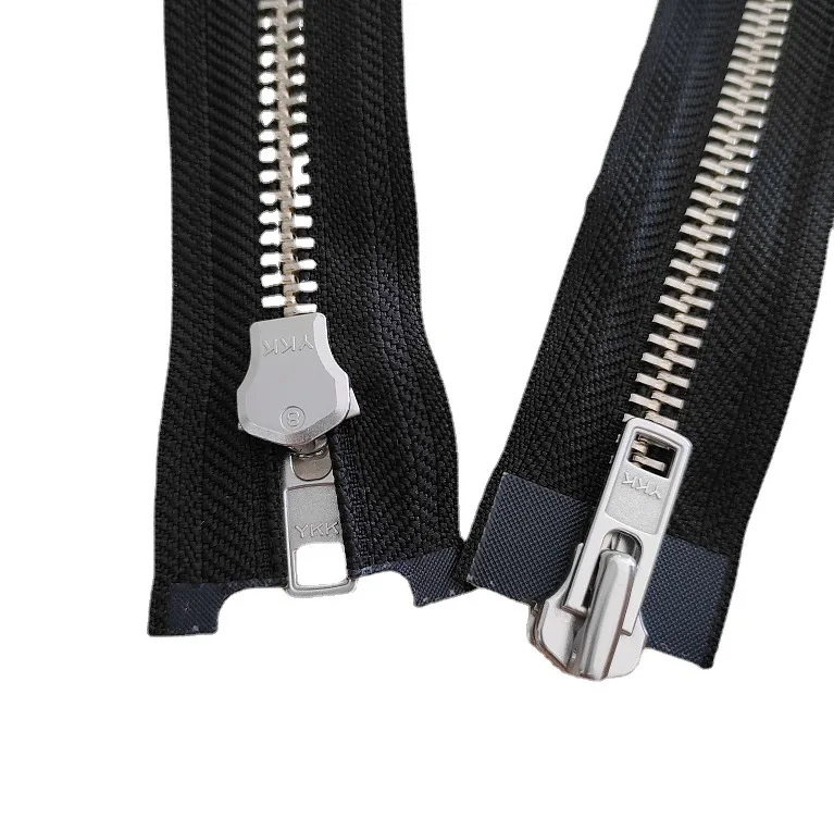 Genuine YKK8 Silver Double-open Double-ended White Zipper YKK8 White Copper Teeth Pull Up and Down