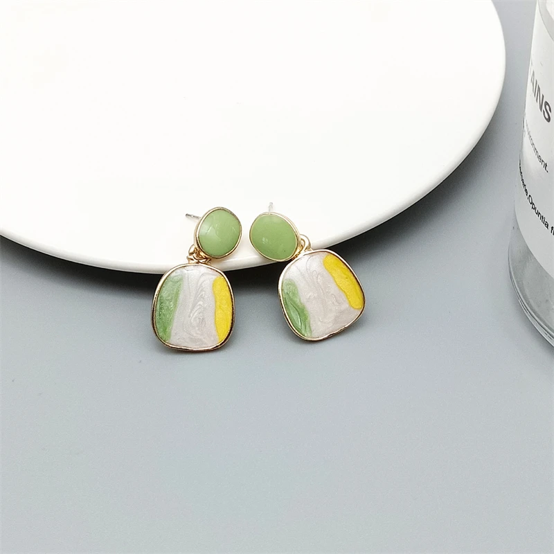 Orecchini pendenti in cristallo di colore verde per le donne pendenti con fiori orecchini con perle d\'imitazione foglie di metallo pendientes regalo