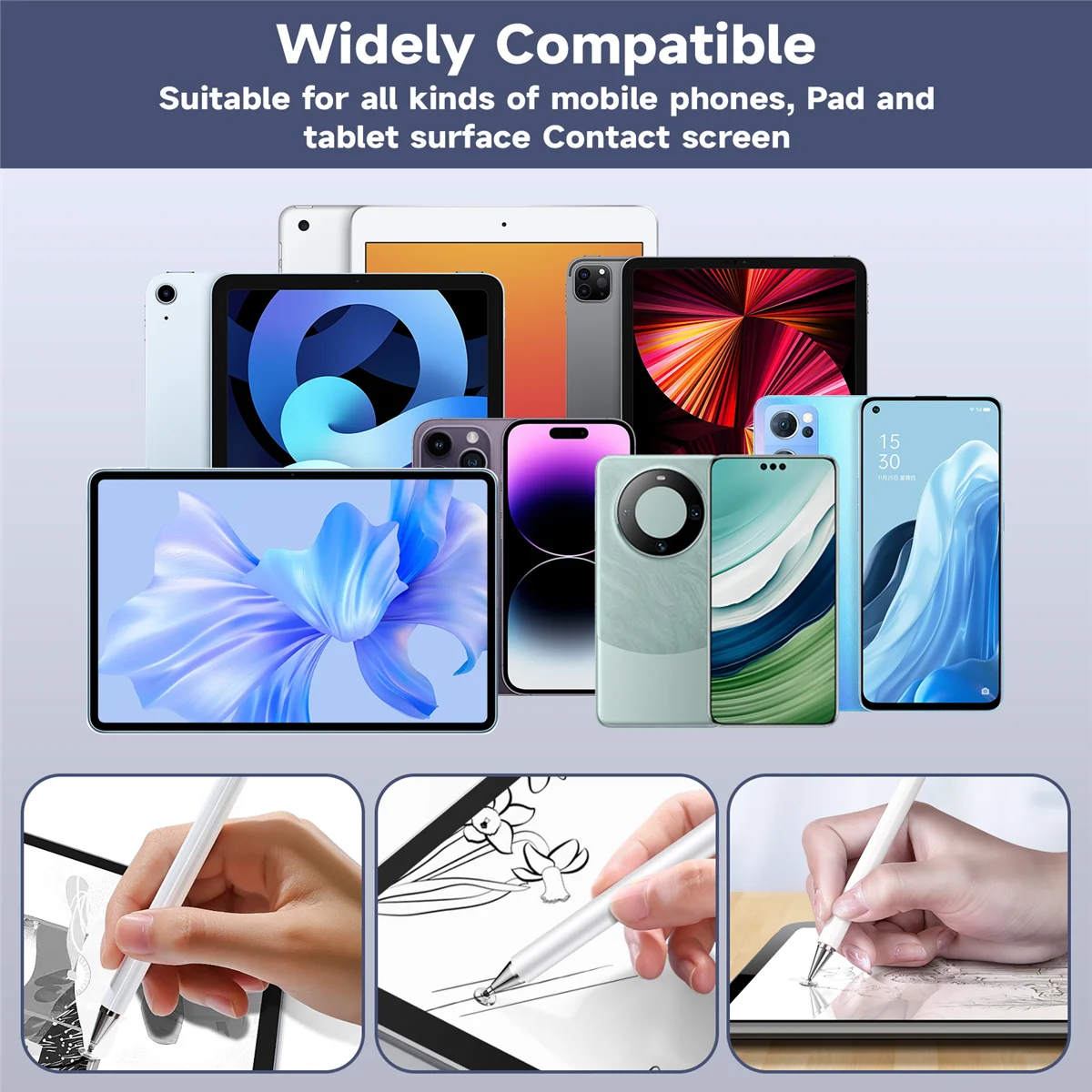 Stift Stift Universal Kontakt Bildschirm Zeichenstift für Android iOS iPad iPhone Samsung Huawei Tablet Lenovo Xiaomi Weiß