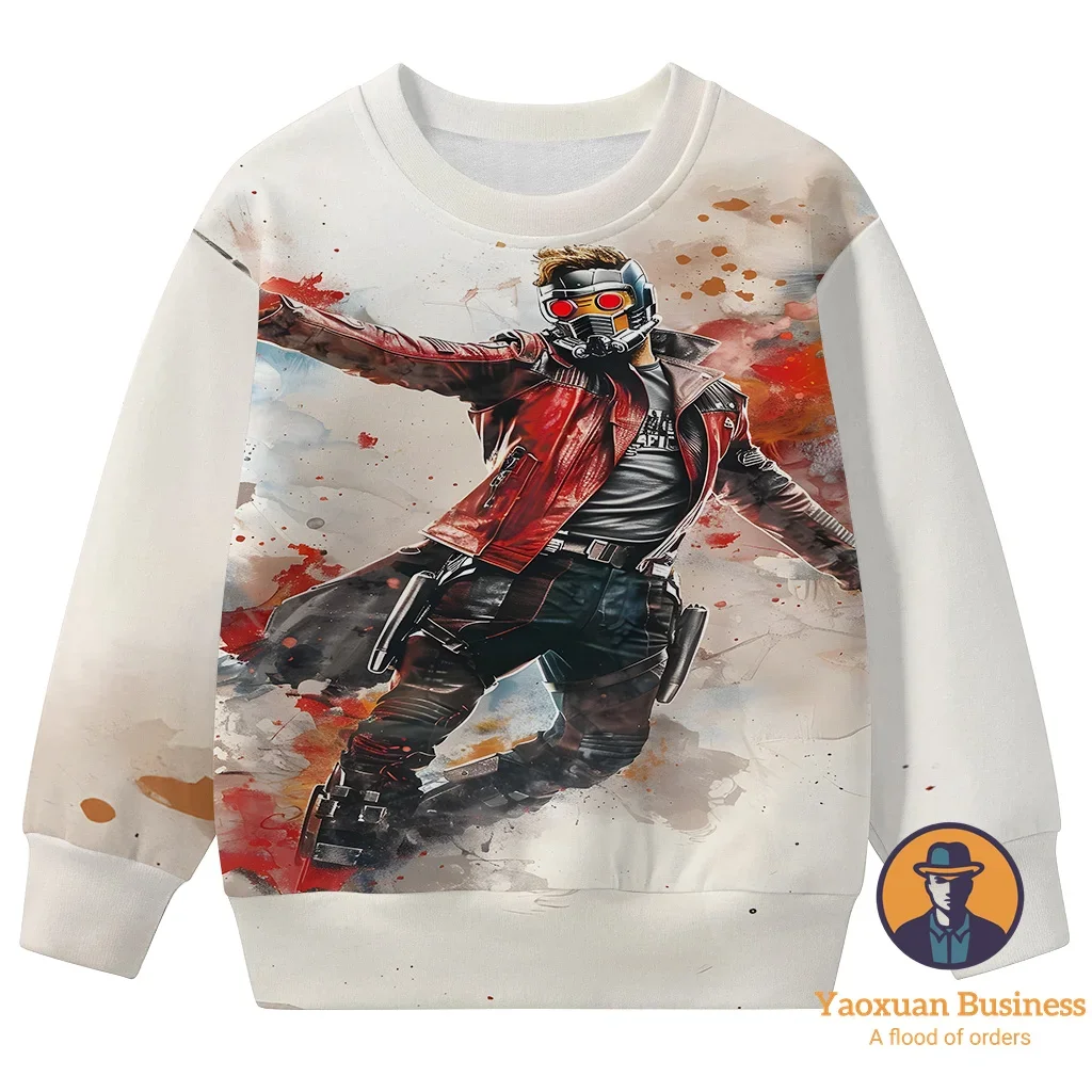 

2025 New Arrival Avengers Guardians Of The Galaxy Kids Boys Girls 3D Cartoon Printed Crew Neck Sweatshirt Windproof Warm Autumn