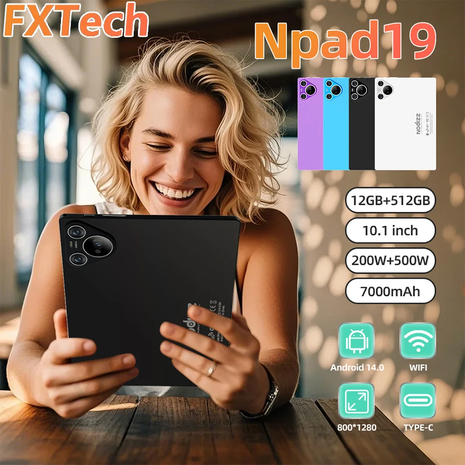 Npad19 Large Screen 10.1 inch Tablet 12GB+512GB 1280*800 IPS 4G Phone call Android14 Tablet 10.1" Octa Core 2+5MP Bluetooth WiFi