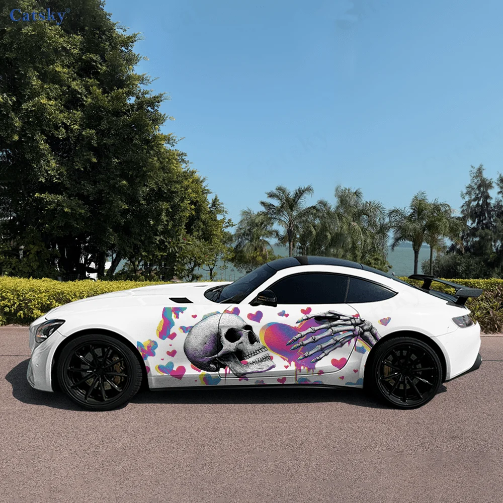 

Skull Hands Neon Heart Shape Car Vinyl Wraps Decal Self-adhesive PVC Sticker Suitable for Trucks SUV Decor Auto Accessories Gift