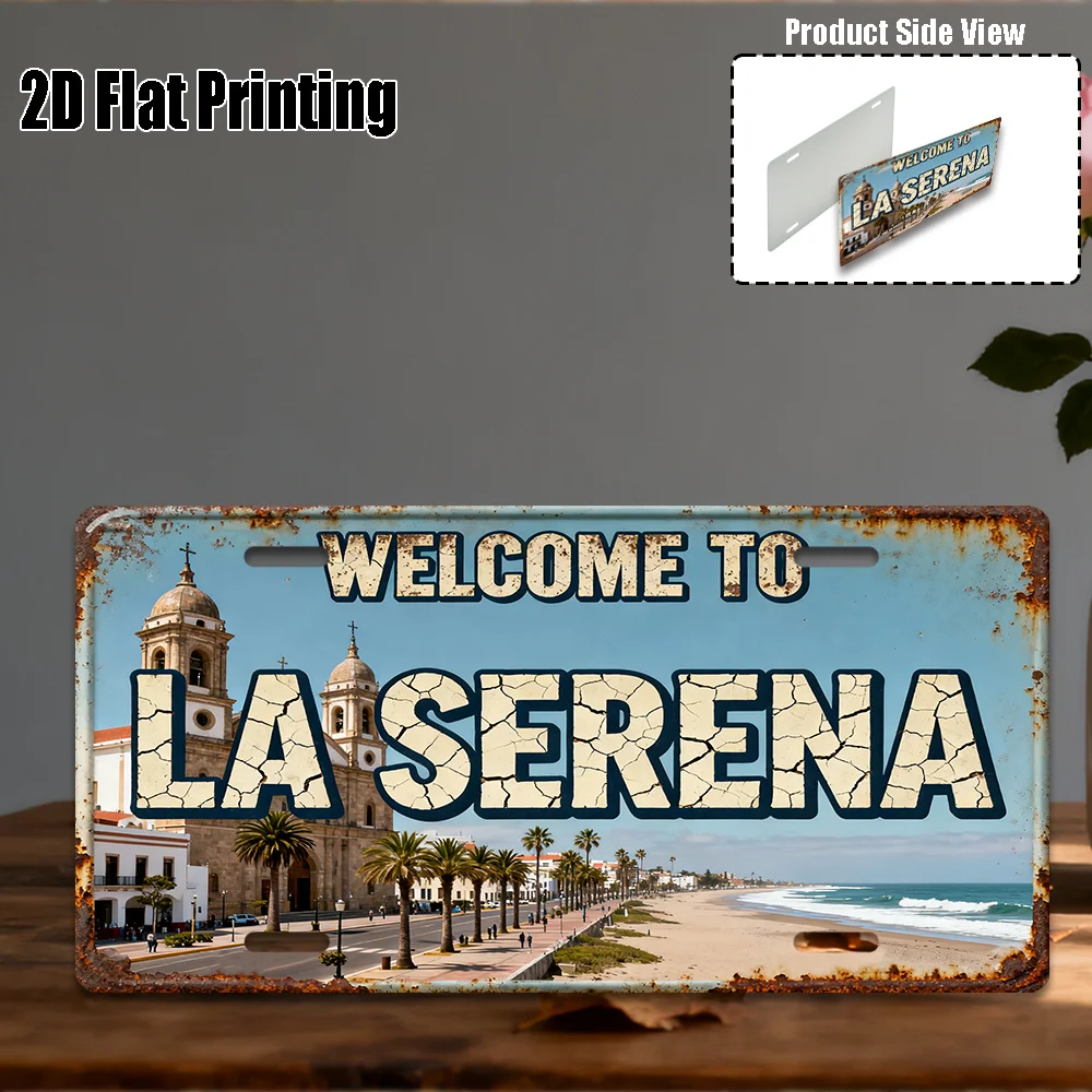 2D Flat,1pc, Retro Aluminum Sign, Yard Signs & Wall Art , La Serena Themed Sign, City - Themed Distinctive