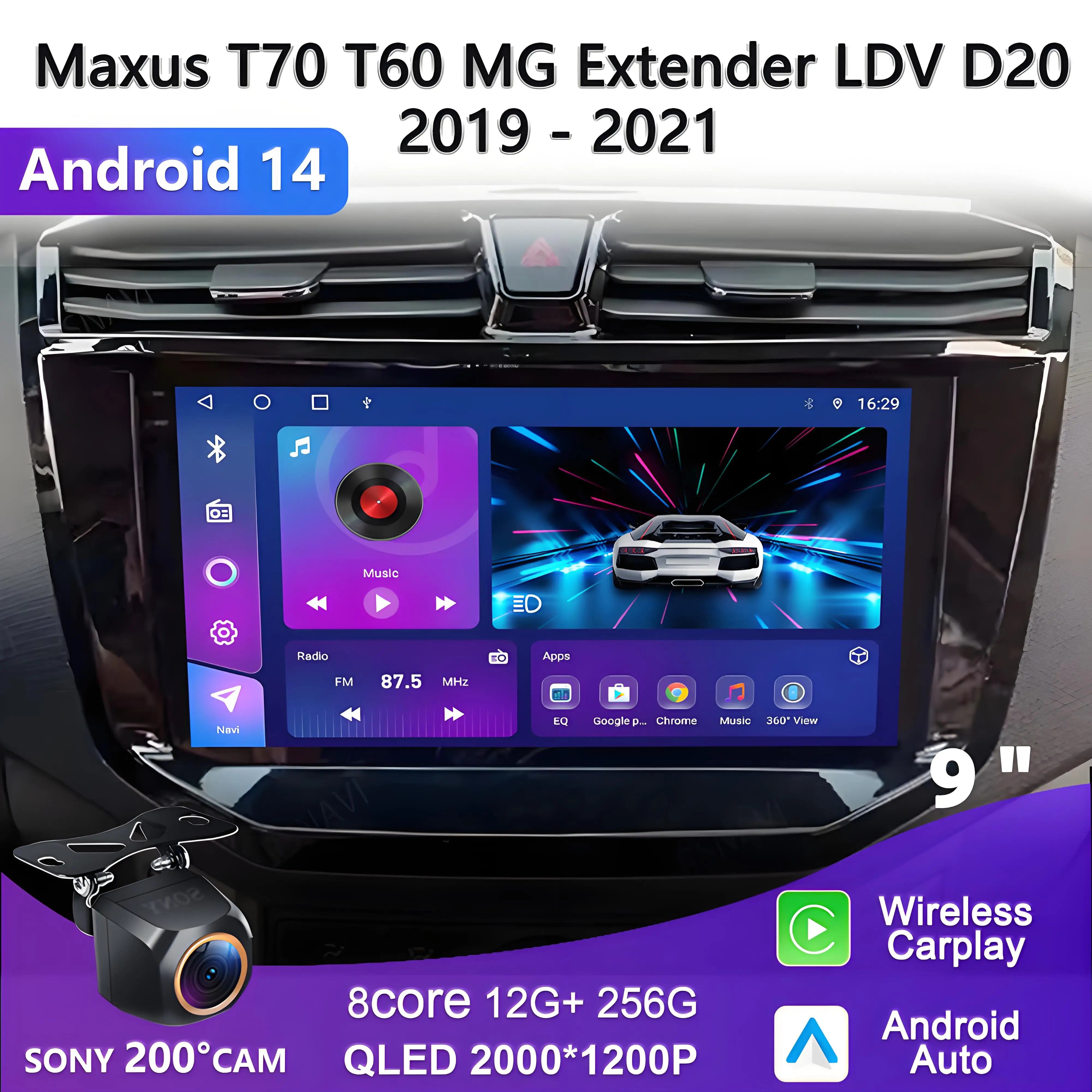 2K Incell Screen Android 16 For Maxus LDV T70 T60 MG Extender 2019 - 2021 Radio Stereo Head Unit Multimedia Player Navigation BT