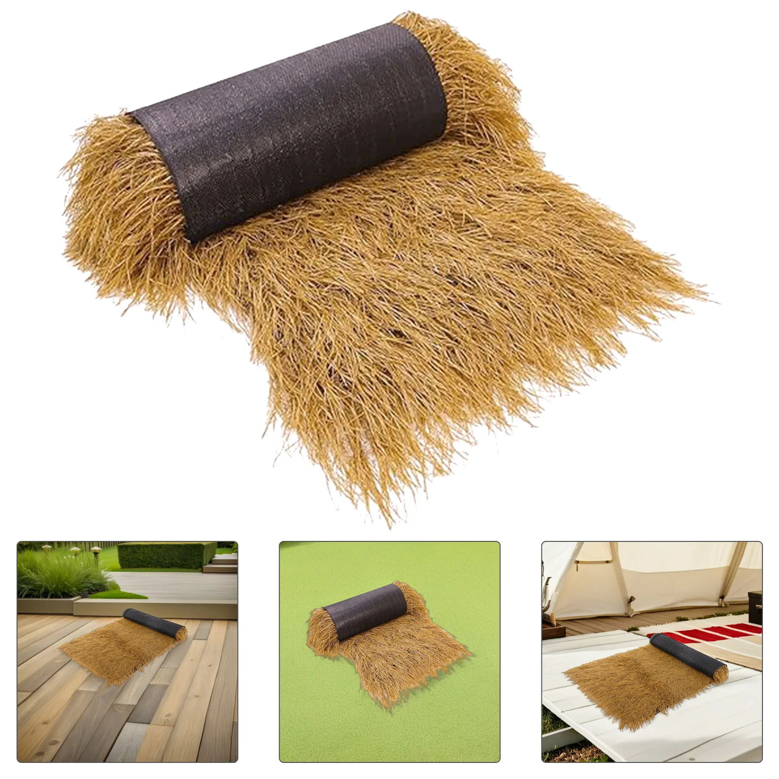 

Simulation Straw Roof Garden Patio Decor Lifelike Thatch Roll Sunlight Resistant Easy Install Landscape Covering