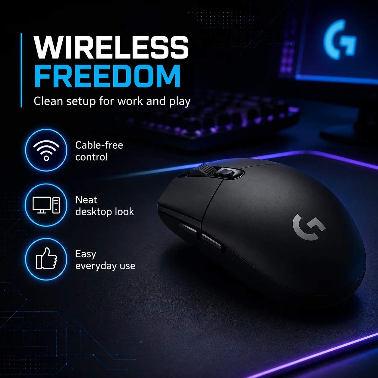 Logitech G304 Wireless Gaming Mouse 12000 DPI Hero Sensor LIGHTSPEED Great Gift for Gamer Boyfriend Son PC Laptop Mouse