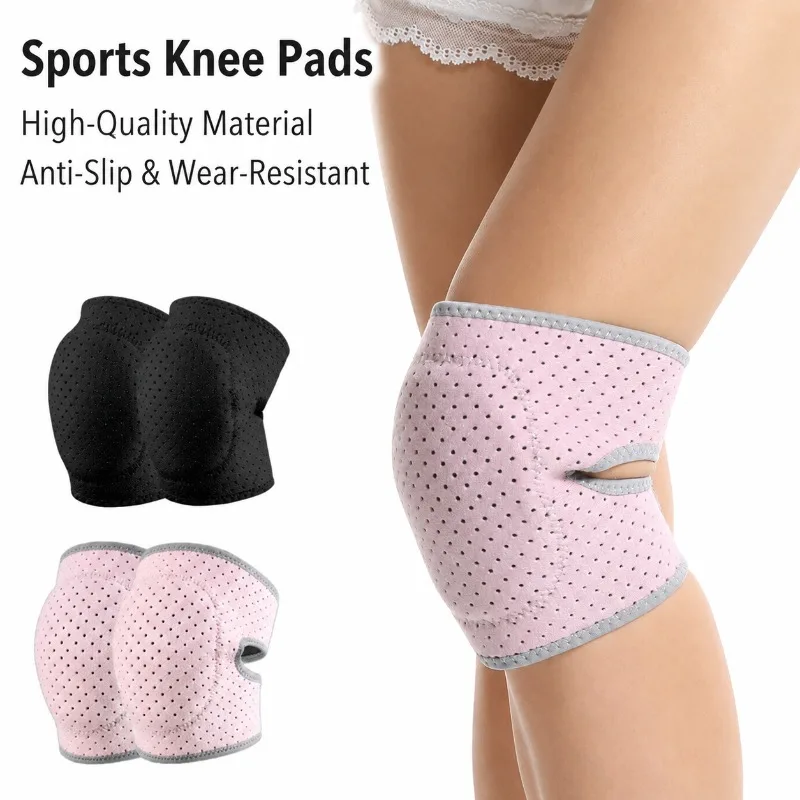 Professional Anti-Collision Knee Pads with Thick Sponge Padding Adjustable Breathable Support for Yoga Dance Running Volleyball
