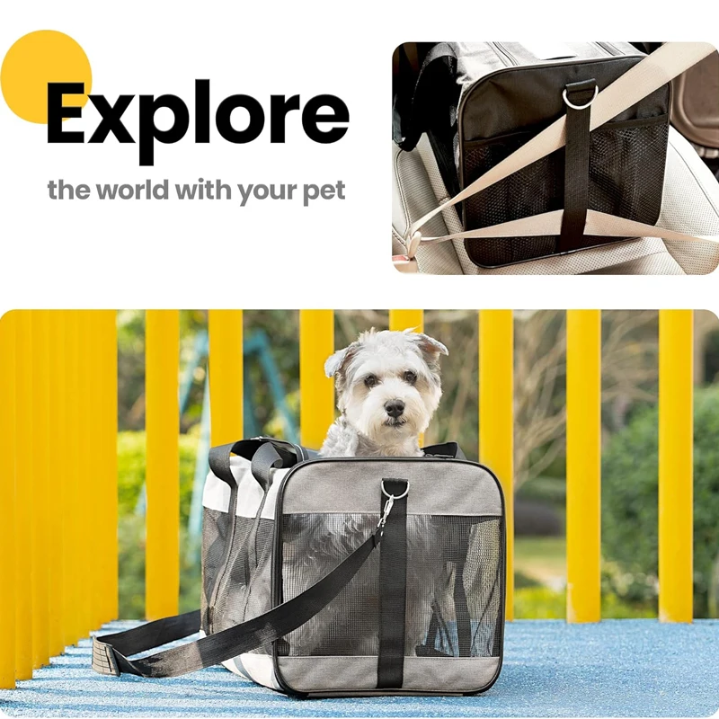 Portable Pet Bag Large Capacity Dog Bag Cat portable foldable small to medium dog cage mesh handbag