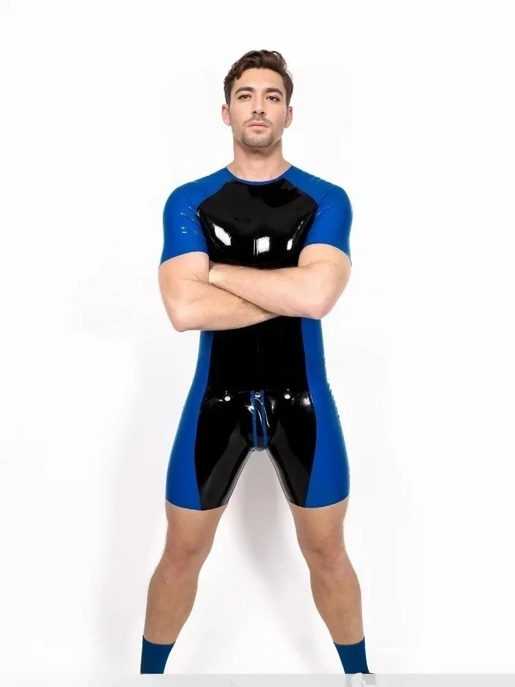 

Customized Men's Eurocat Latex Catsuit Codpiece Surfsuit Rubber Fetish Leotard Cosplay Club wear