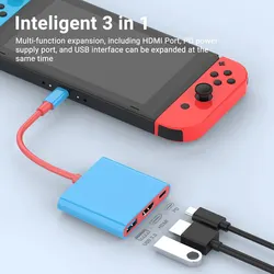 Portable Switch TV Dock 3 in 1 USB-C Game Hub with 4K HDMI,USB3.0(5Gbps) ,PD 100W Ports for Switch/OLED Mac Pro/Air