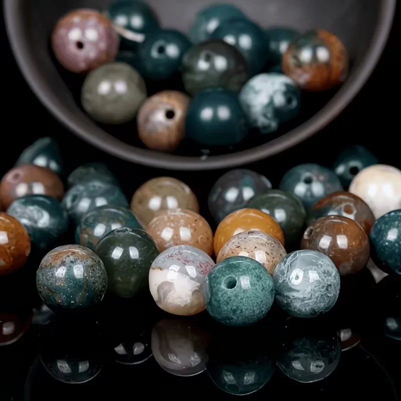 1 Strand Indian Agate Natural Stone Beads Round Loose Spacer Beads For Jewelry Making DIY Bracelet Necklace Accessories 15Inch