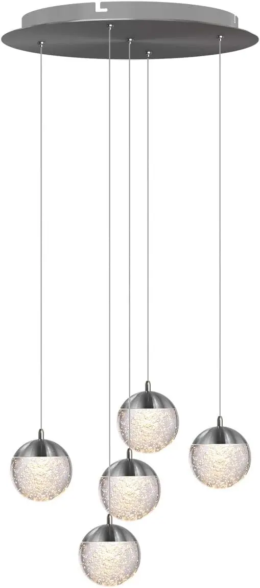 Pendant Crystall Ball Lighting Nickel - LED Hanging Light Fixture: Kitchen Island, Bar, Foyer - Cluster Pendants  chandelier