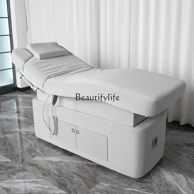 

Electric Lifting Solid Wood Facial Bed Beauty Massage Couch Folding Latex Bed with Heating