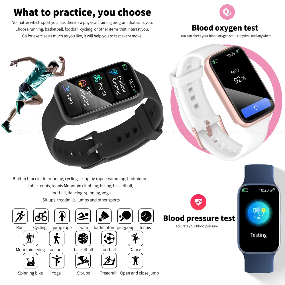 FIOMI L112 Smart Watch Women New Smart Bracelet vertical Men Watches Blood Pressure Heart Rate IP68 Waterproof For Android ios