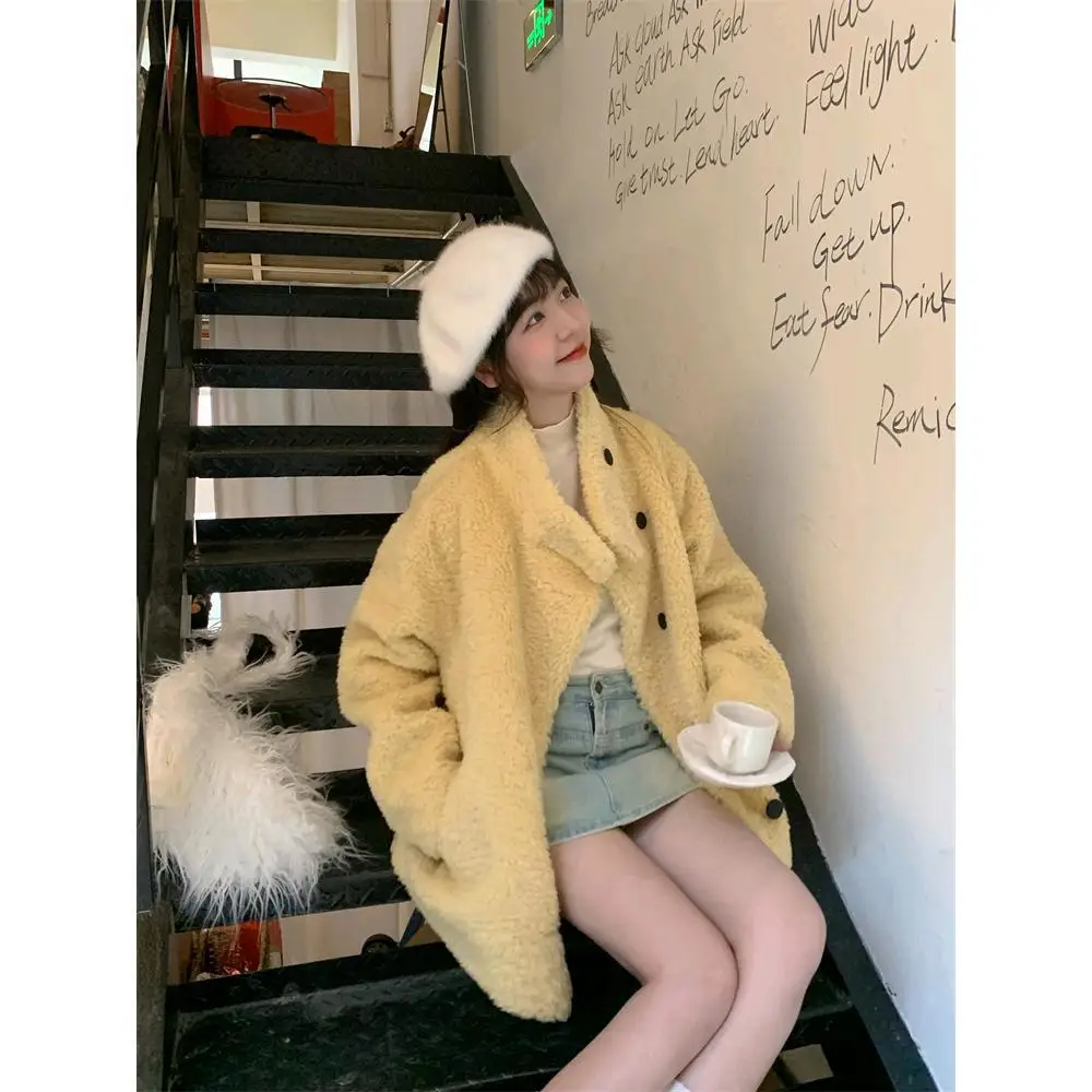 Cappotto invernale in pelliccia artificiale da donna in stile Instagram Colletto peloso Cappotto monopetto in pelliccia di visone femminile Cappotto minimalista in pelliccia ecologica da donna