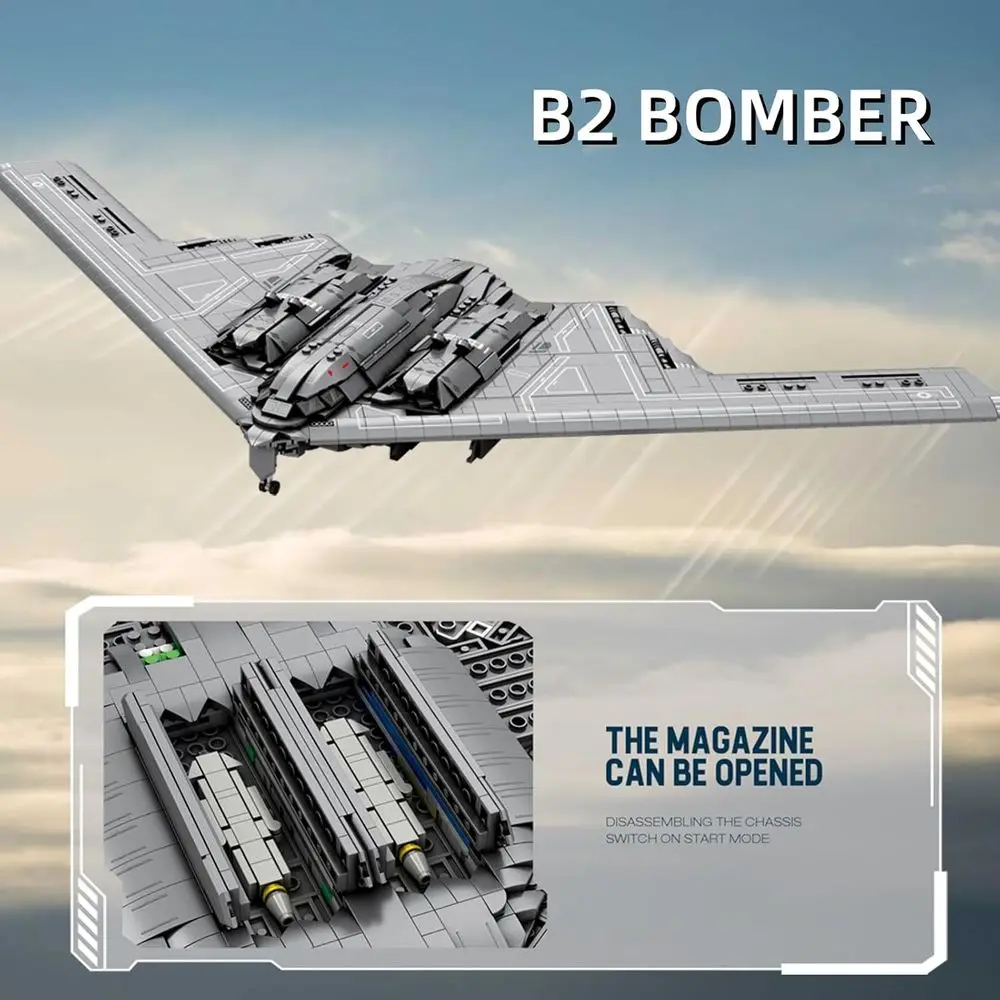 2063-Piece Stealth Bomber Airplane Building Blocks Kit for Adults, Military-Themed Brick Toy Ideal Gift