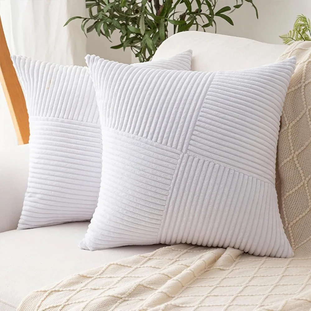 

2 pieces Windmill Design Splicing Cross Throw Pillow Cover Corduroy Solid Color Patchwork Cushion Cover Wear-resistant
