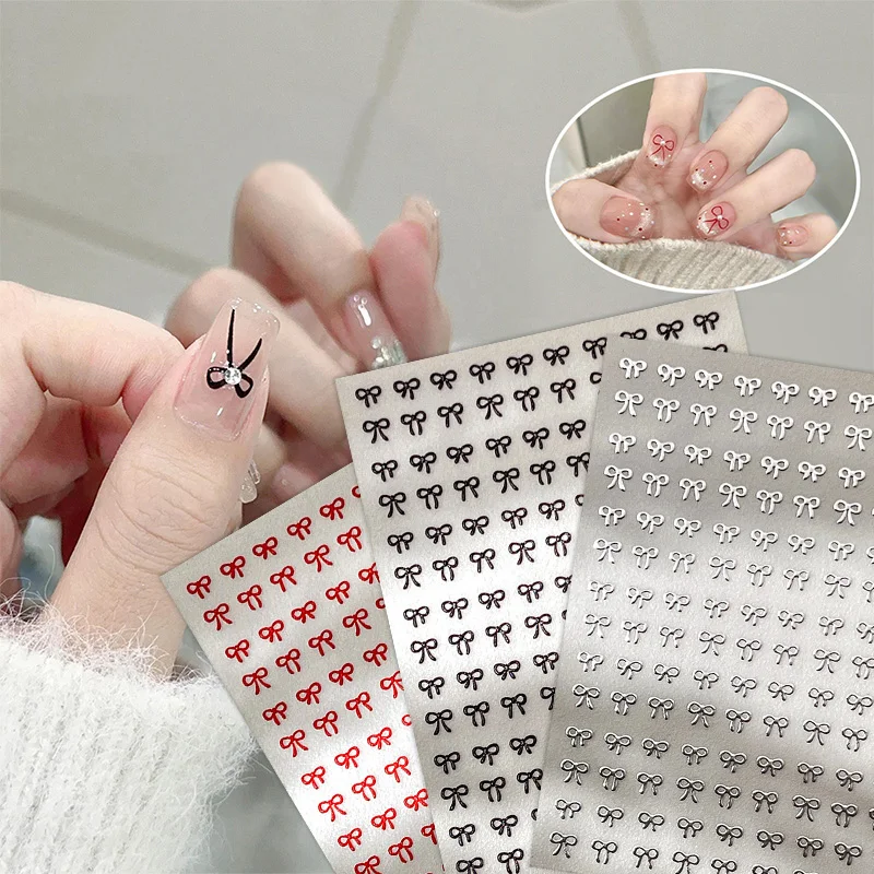 1 Sheet Mixed Color Three-dimensional Bowknot Nail Art Stickers Relief Mini Cute Bowknot Nail Charms  Manicure Decoration