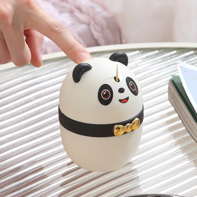 

Cute Panda Toothpick Dispenser Automatic Pressing Toothpick Box Portable Household Toothpick Holder Organizer Home Decor