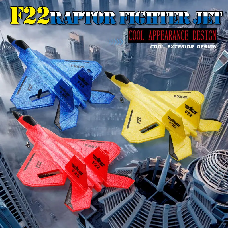 F22 Fighter Aircraft Remote Control Electric Foam Drone with Lights Gliding Flying Model Toy Suitable for Children