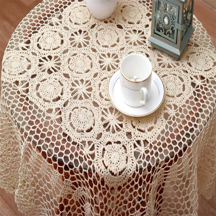 

Cotton Table Cloth Party Cloth Crochet Round Rectangular Table Cloth Embroidery Tablecloth Dinning Table Cover Ka572
