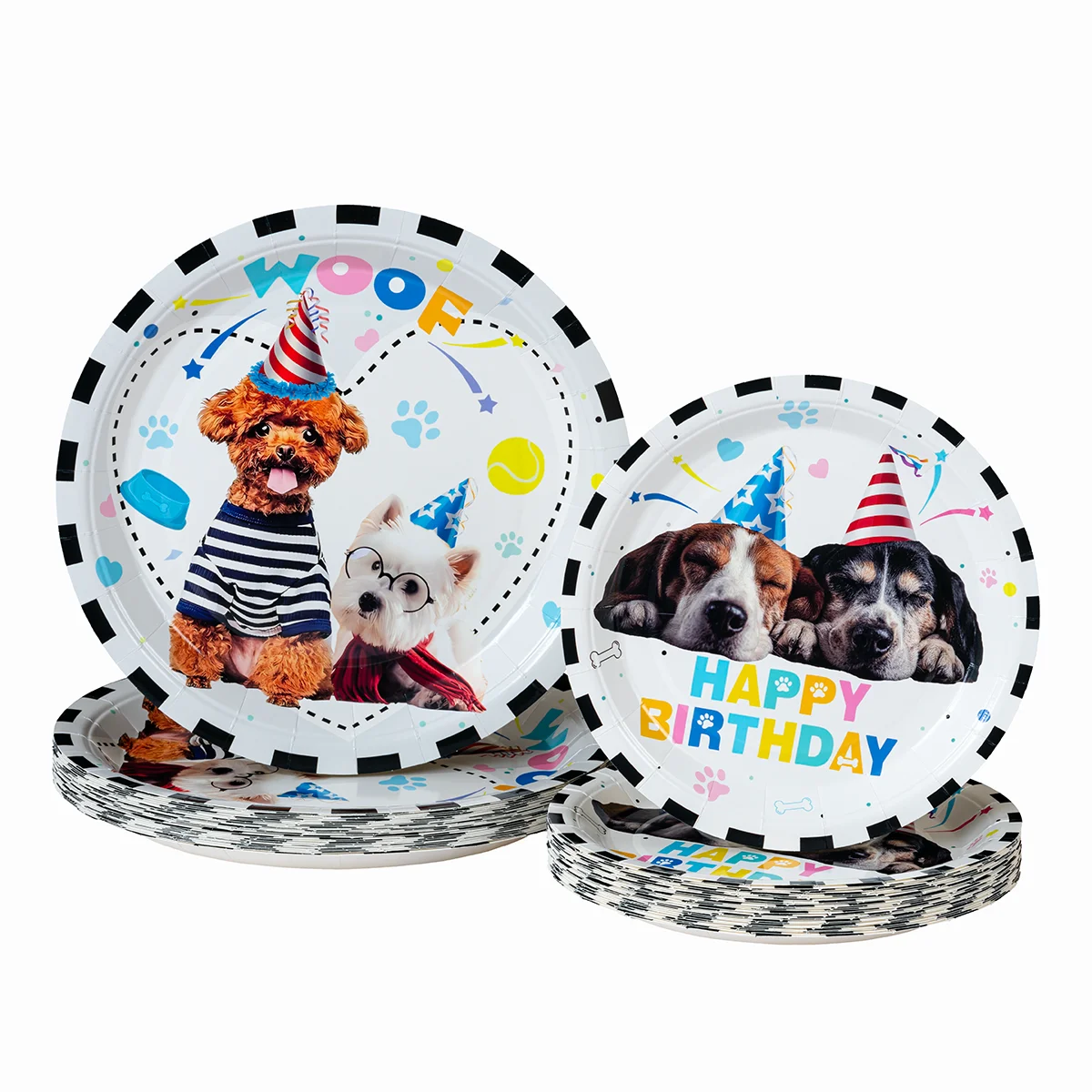 10/25/50pcs Dog Themed Happy Birthday Disposable Paper Plates Puppy Print Party Plates for Kids or Pet Birthday Supplies view 6