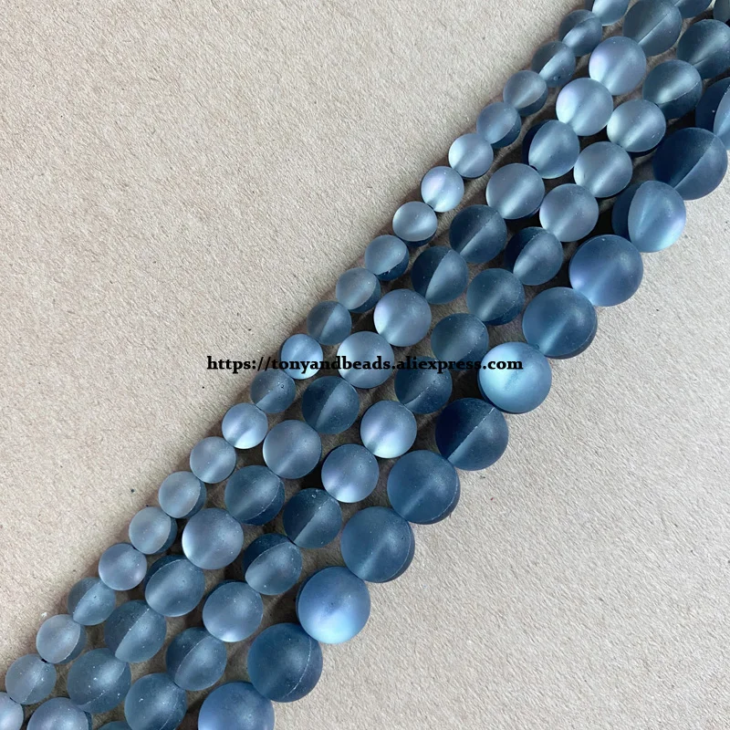 Matte K9 Silver Grey Austria Crystal Synthetic Moonstone Round Loose Beads 15\