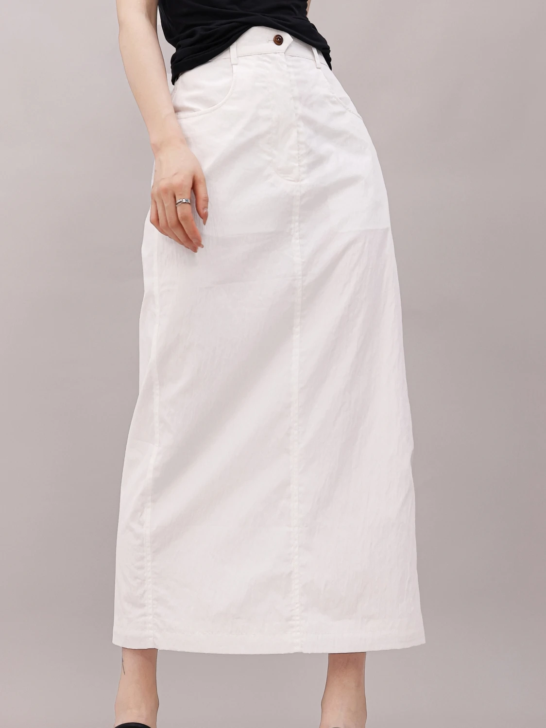 

Юбка миди с высокой талией, плиссированная, из смесового хлопка, белая, А-силуэт, коллекция Flower Home Studio2025