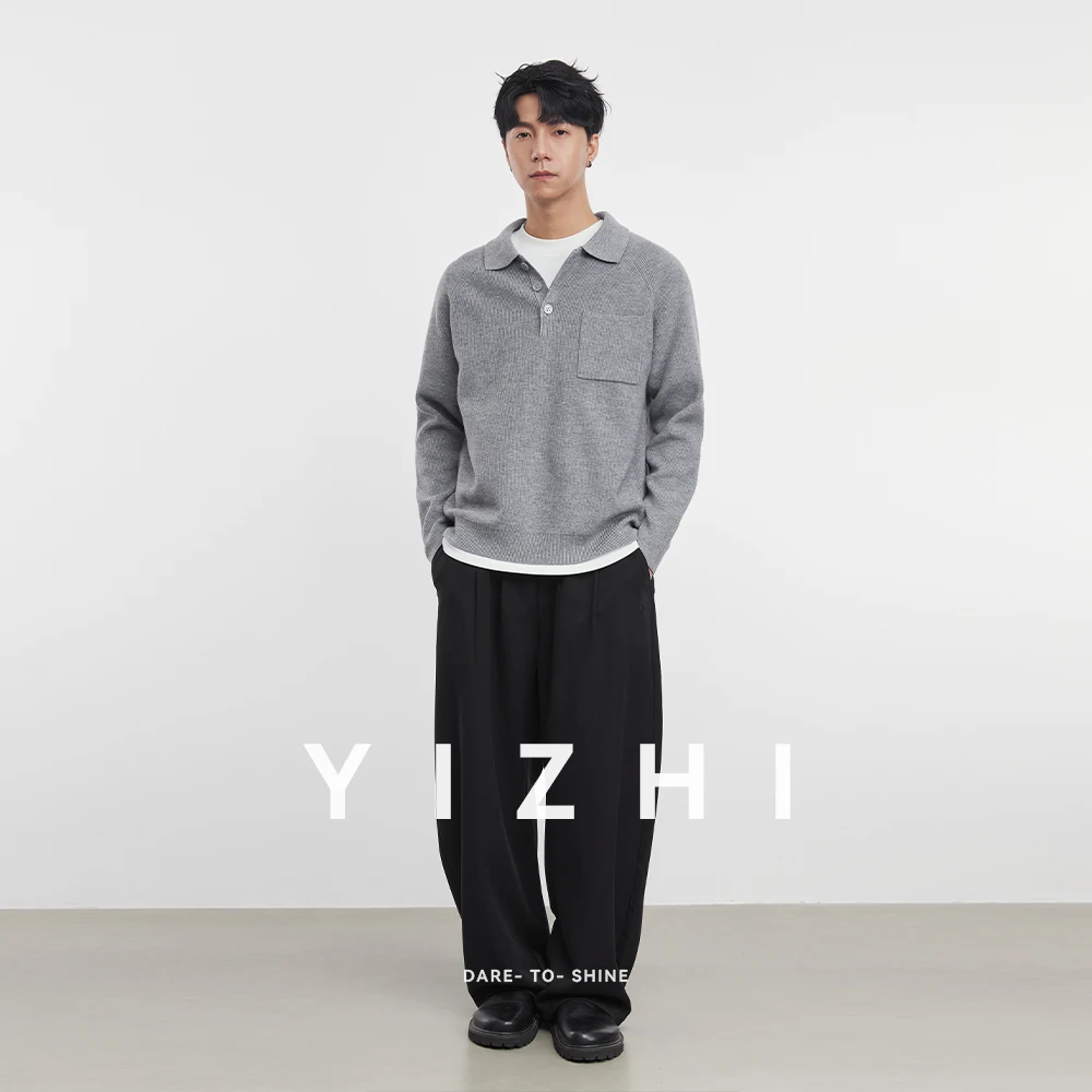 Fashion Men's Fake Two-piece Lapel Sweater 2025 Autumn and Winter New Solid Color Warm Long Sleeve Top Men's Polo Shirt Pullover - Image 6
