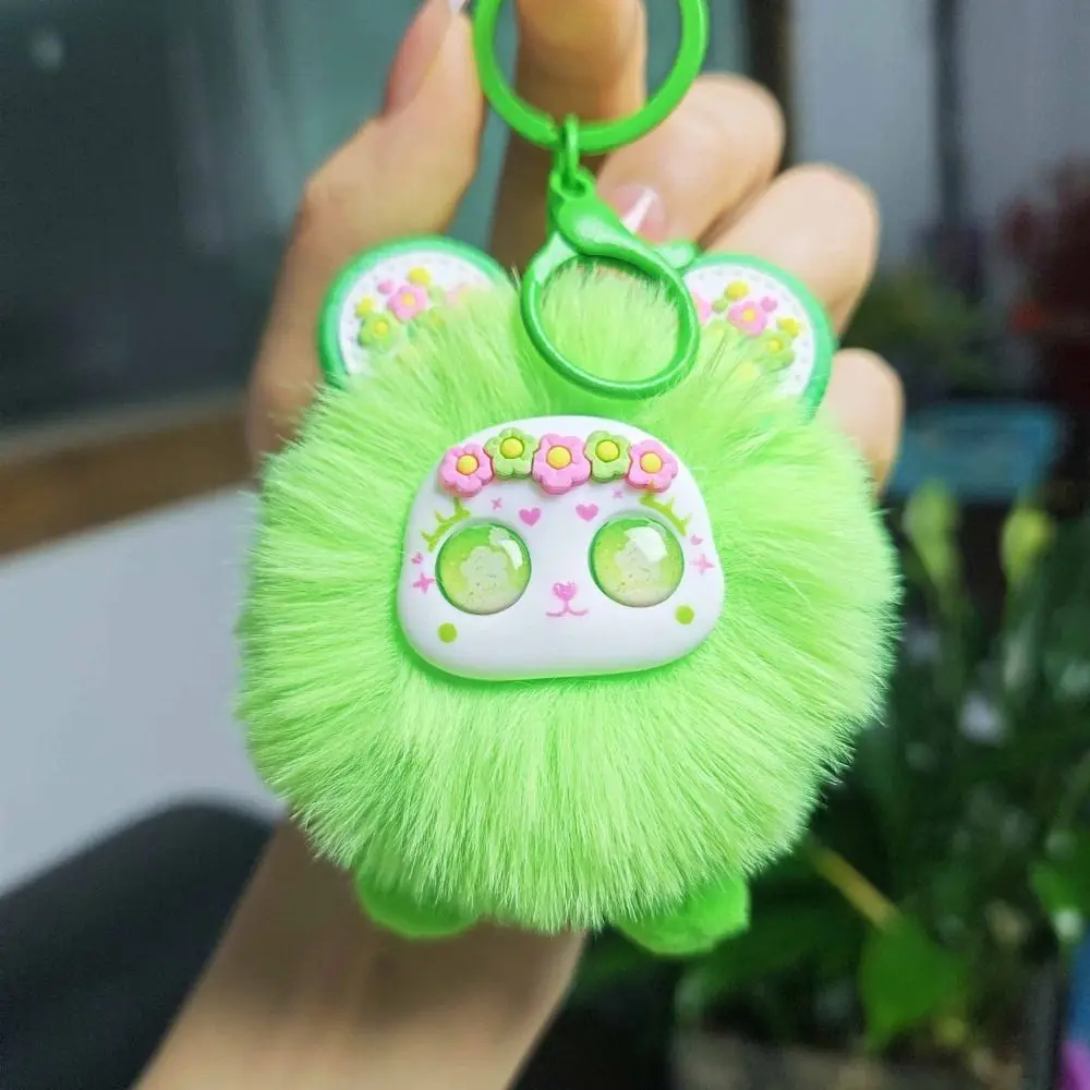 Christmas Gift Cute Flower Sea Bear Keychain Lovely Kawaii Furry Bear Keychain Pompom Trendy Plush Bear Pendant Kids Gift