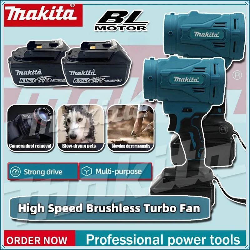 

Makita High Speed Brushless Electric Air Blower 6-Gears Jet Turbo Fan Violent Fan Cordless Air Duster Tool