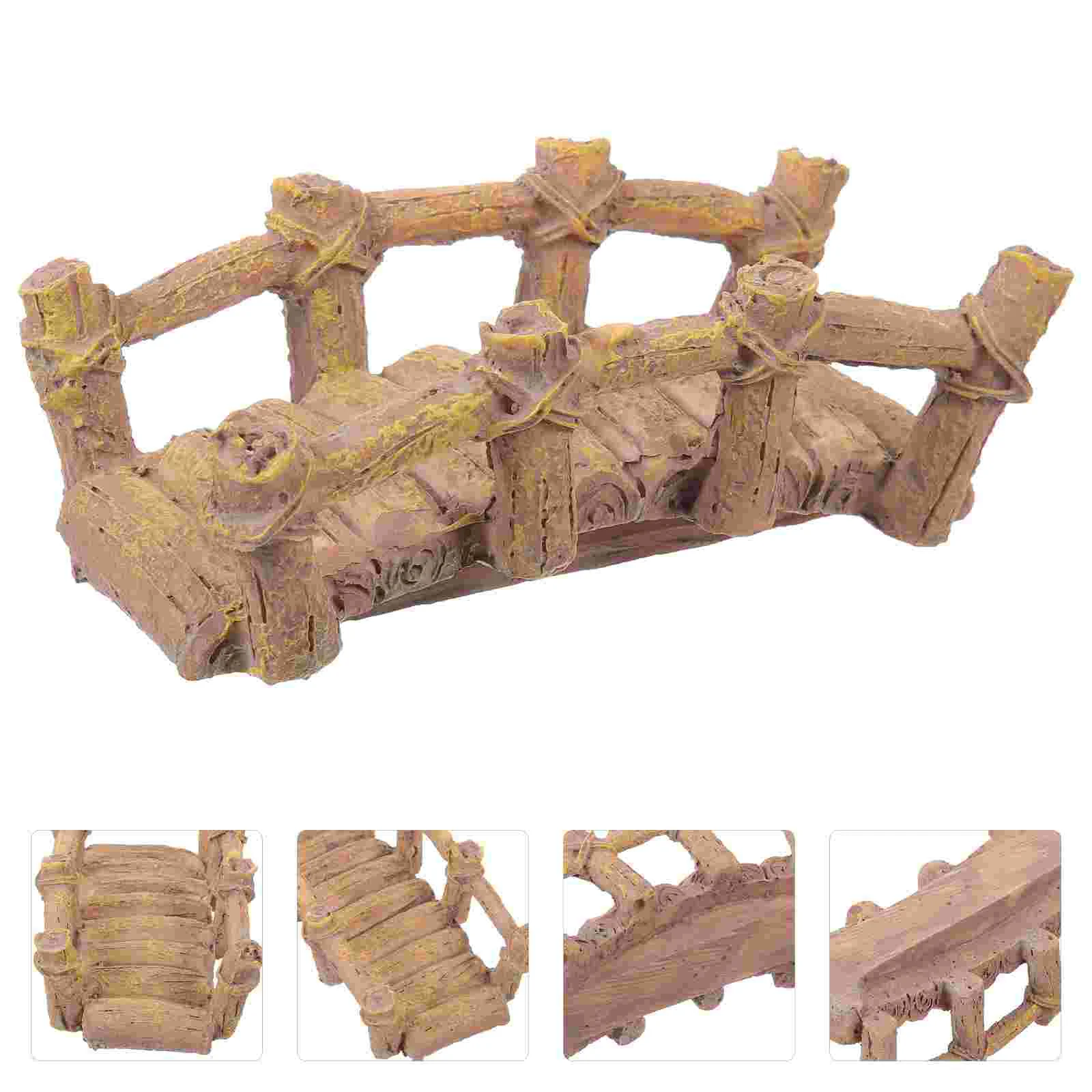 Wooden Bridge Sand Table Ornaments Mini Garden Figurine Craft Tiny Model Decor Pond Fish Tank