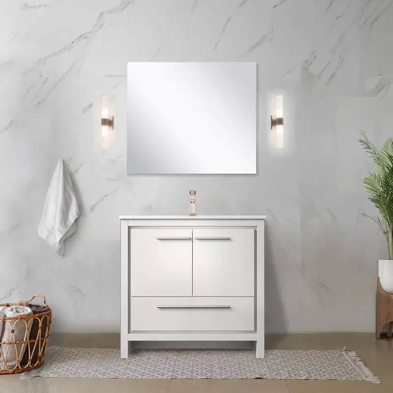 36" White Bath Vani…