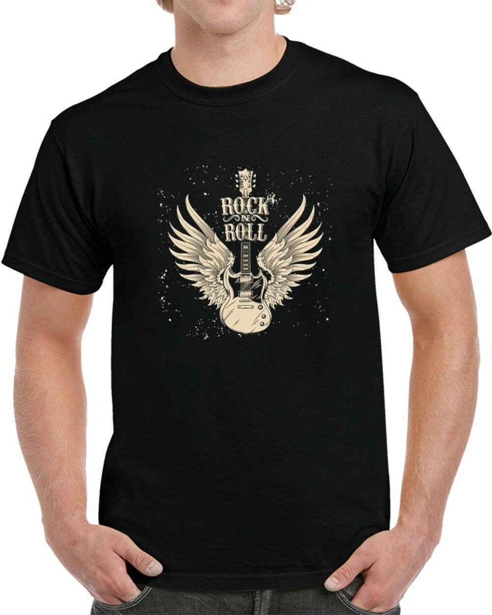 

Music Lover Rock N Roll Guitar Wings T Shirt New 100% Cotton Short Sleeve O-Neck T-shirt Casual Mens Top