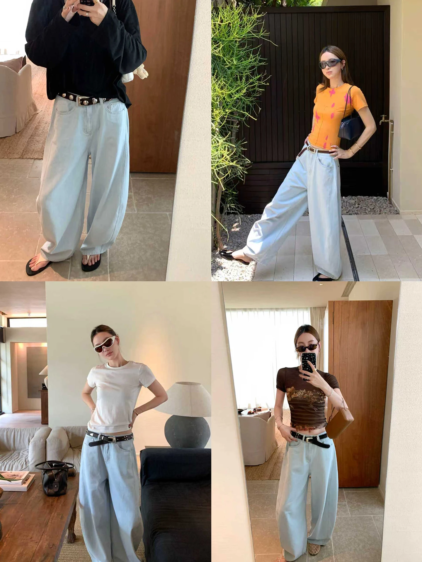 

Summer Salted Lazy Shape Jeans High Waist Balloon Pants 3D Tailoring Slimming Effect Spring Autumn Ladies Loose Fit Denim