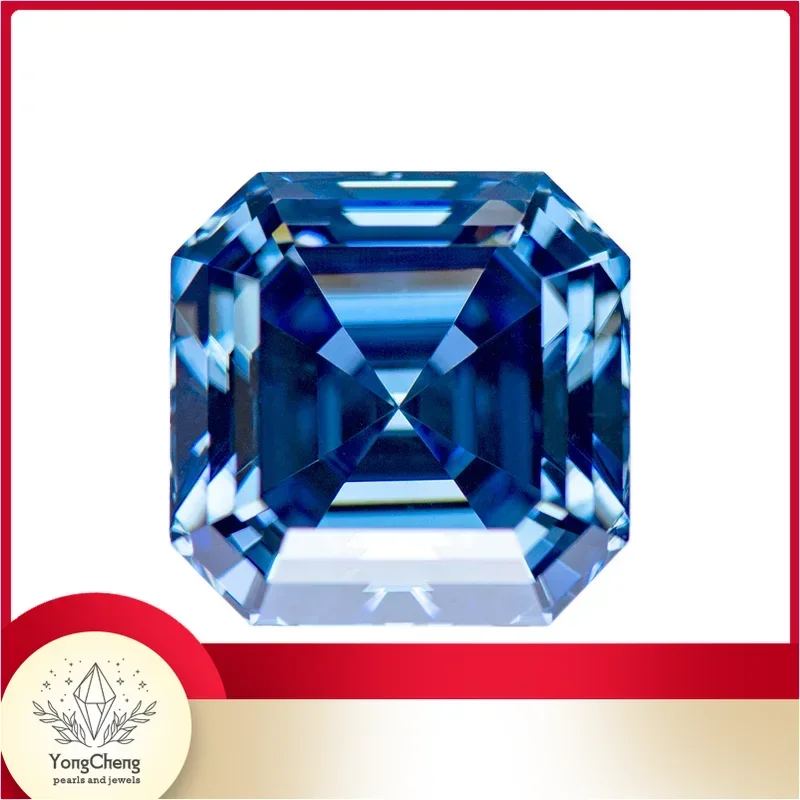 

Moissanite Stone Asscher Cut Primary Color Royal Blue Gemstone Lab Grown Diamond For Charms Woman Jewel With GRA Certificate