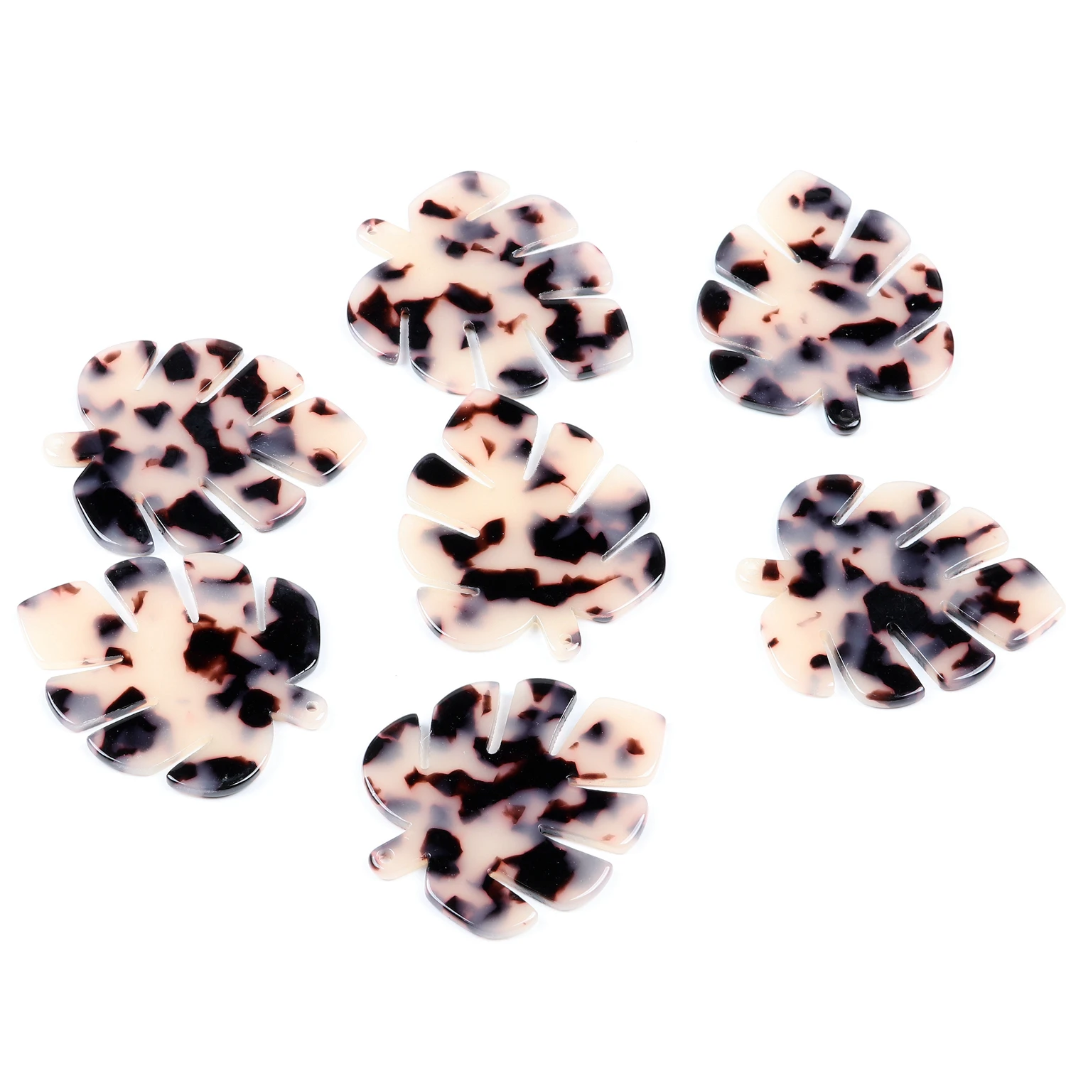 Acetat-Acryl-Anhänger, Schildpatt-Charms, große Monstera-Blatt-Form, Boho-Schmuck, Ohrringteile, Ohrring-Zubehör – Detail 5