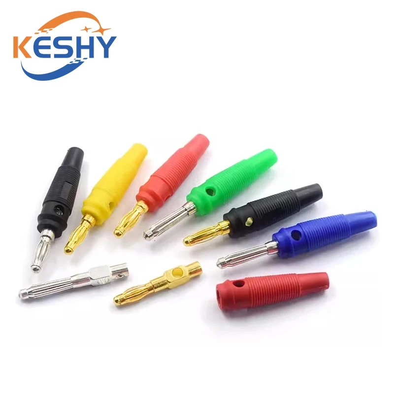 

4mm Solderless Side Stackable Banana Plug Connector Copper 32A High Current Solderless Screw Side Socket Fixed Pure Copper