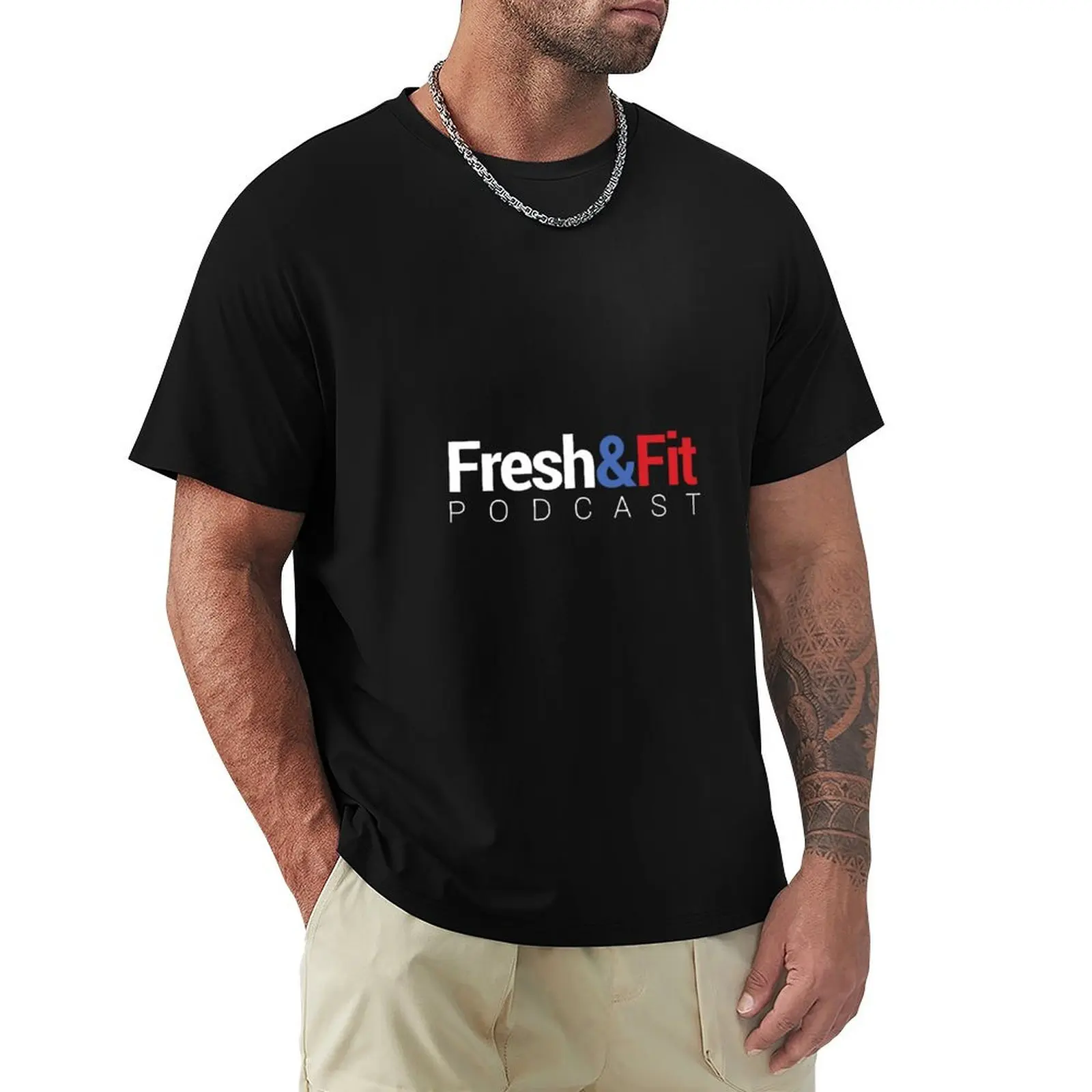 Fresh and Fit Podcast Logo T-Shirt Breathable Basic Cotton T-Shirt