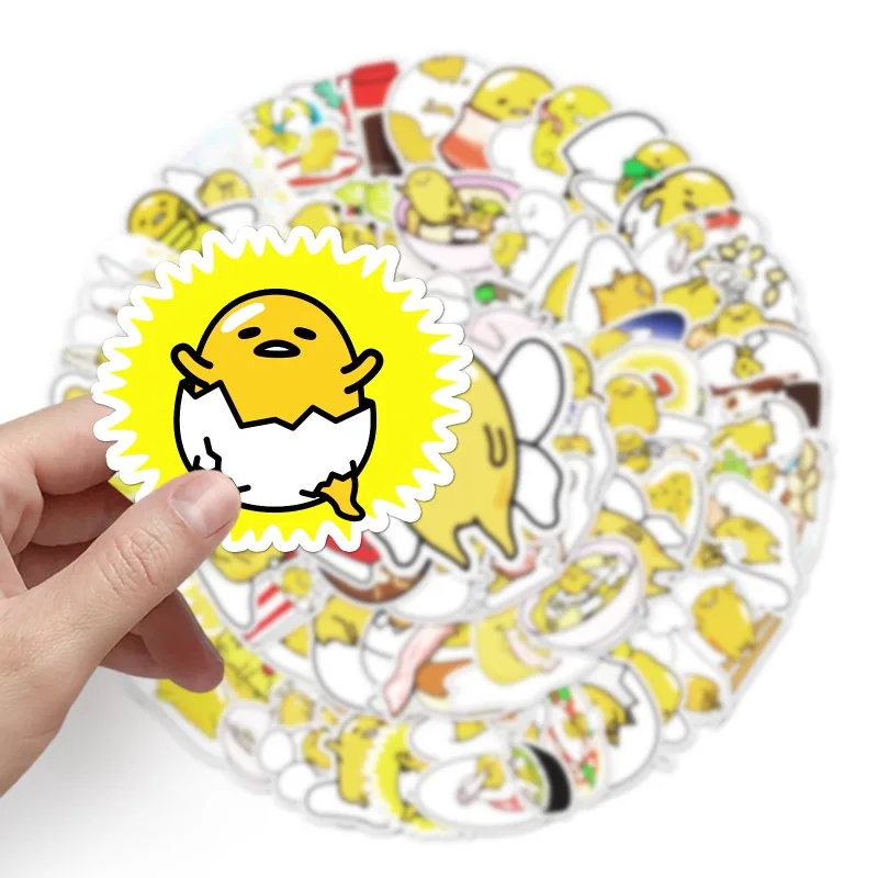 100Pcs Sanrio Gudetama PVC Sticker Cute Anime Children's Stationery Decoration Scrapbooking Kids School Supplies Gifts Wholesale